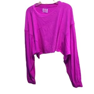 Free People Movement Pink Cropped Long Sleeve Sweater